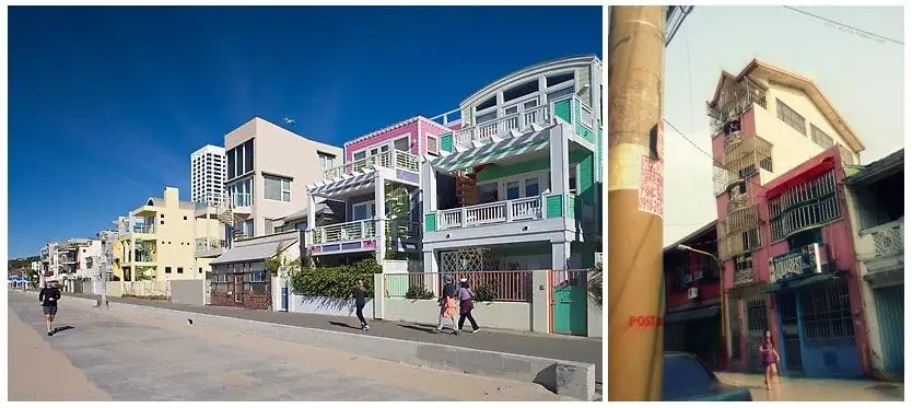 Tube style houses around the world - along Santa Monica beach in California and in the Philippines. The homes in California seem to take on this shape due to land value and space constraints. The homes in the Philippines look surprisingly similar to the tube homes in Vietnam. 