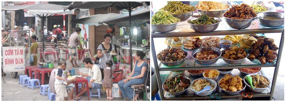 A streetside food joint, a Com Binh Danh is a popular lunch place for locals. Look for a place that is packed with people, indicating that the food turn over might be high! 