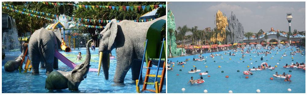The Dam Sen Water Park and Suoi Tien Amusement Park in Saigon are a fun way to spend an afternoon with kids. (The elephants are not real).