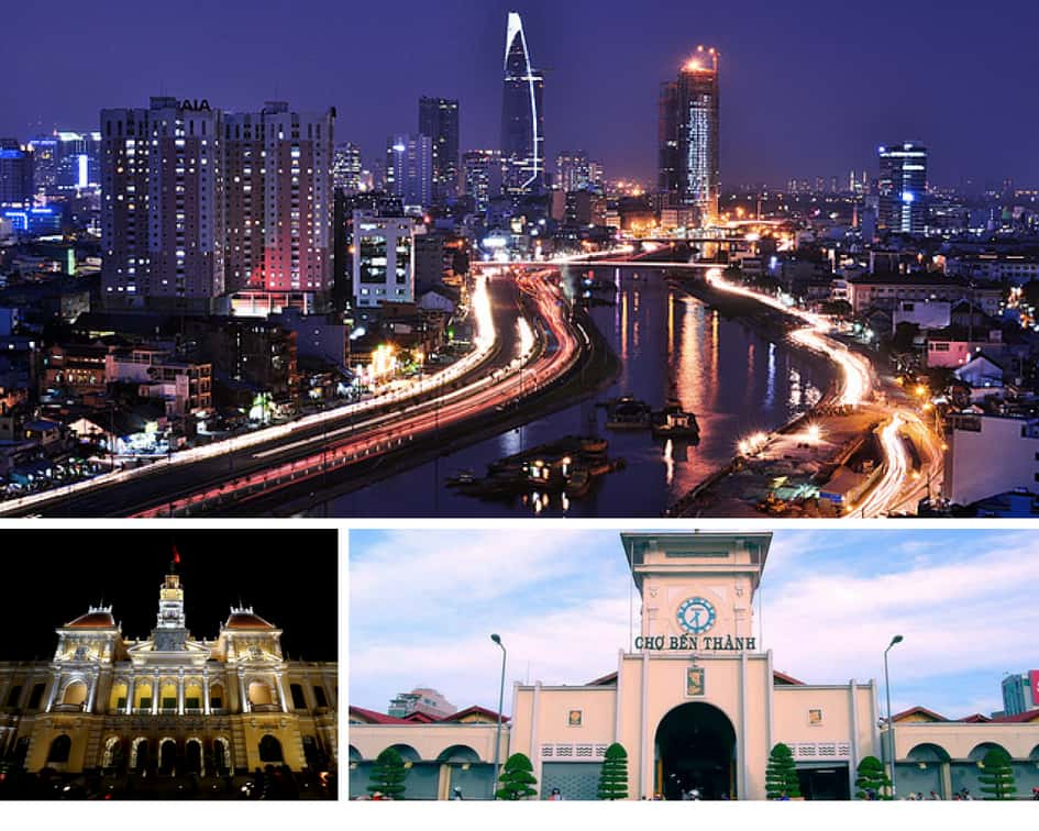 Saigon's cityscape, Ben Thanh market and City Hall