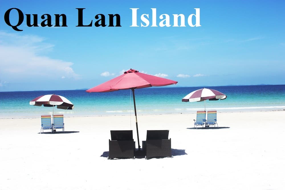 isolated beach with white sand and turquoise water in Quan Lan Island, Vietnam