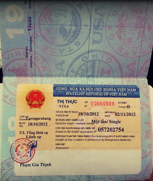 Embassy issued Visa Sticker