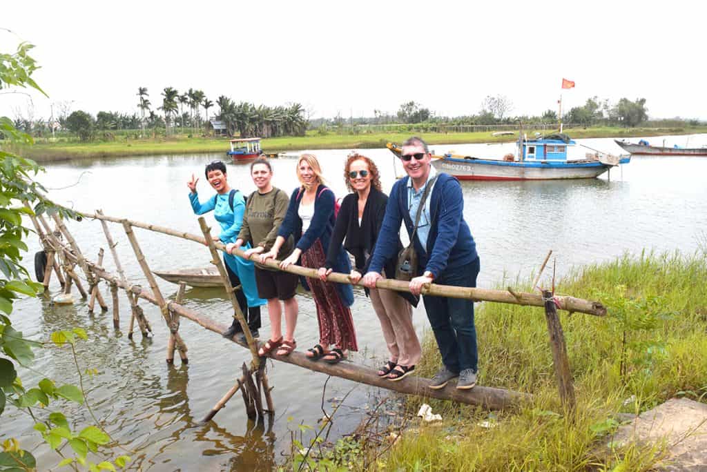 Standing on a Monkey Bridge on the Dinner with the Nguyens tour