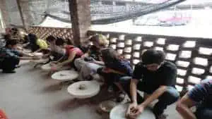 Making a bowl on a pottery wheel