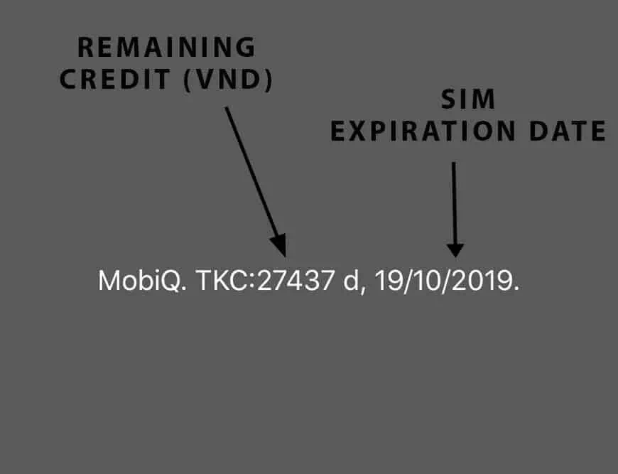 Sample Mobifone remaining balance text for call+data plans