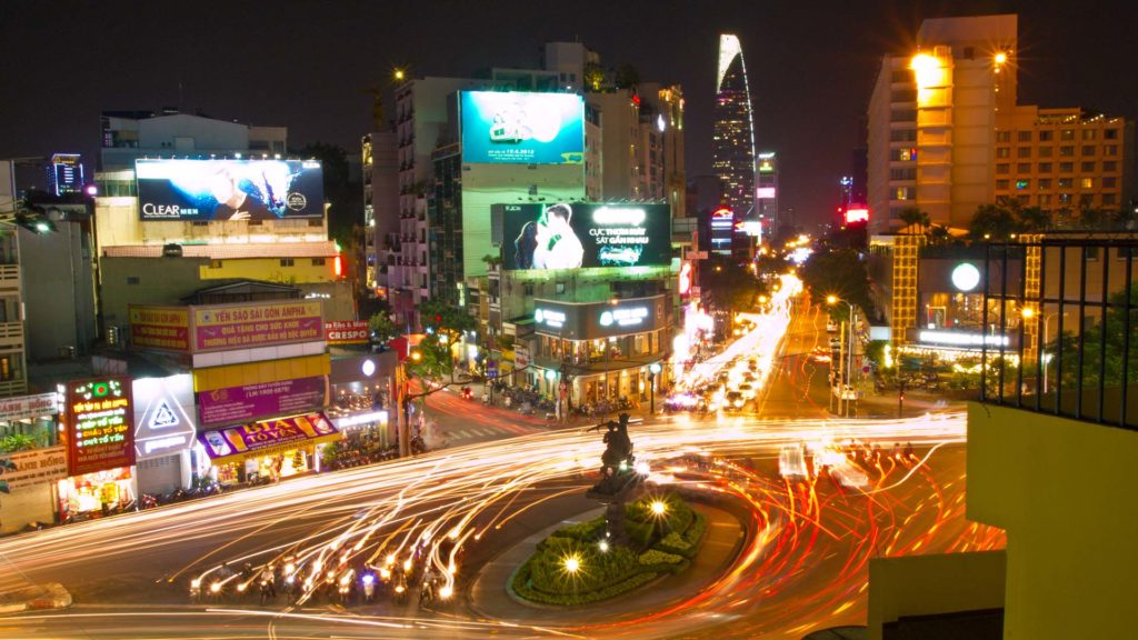 Traffic at night in HCMC